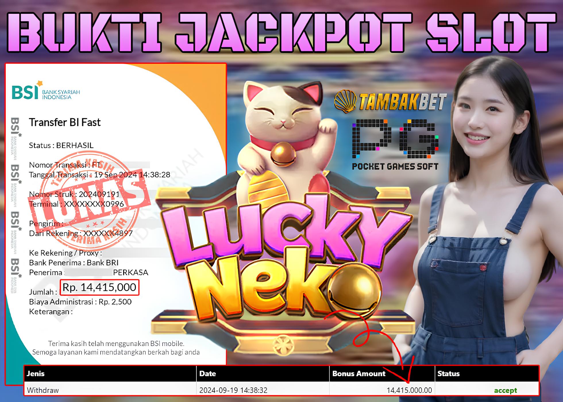 BUKTI JACKPOT SLOT LUCKY NEKO PG SOFT TAMBAKBET