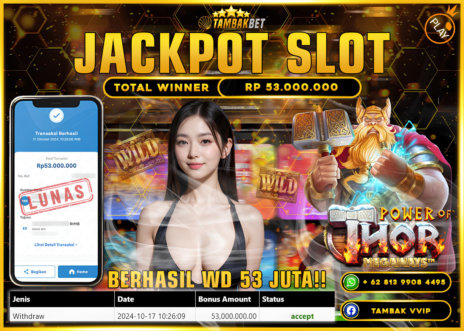 BUKTI JACKPOT SLOT POWER OF THOR MEGAWAYS DI TAMBAKBET