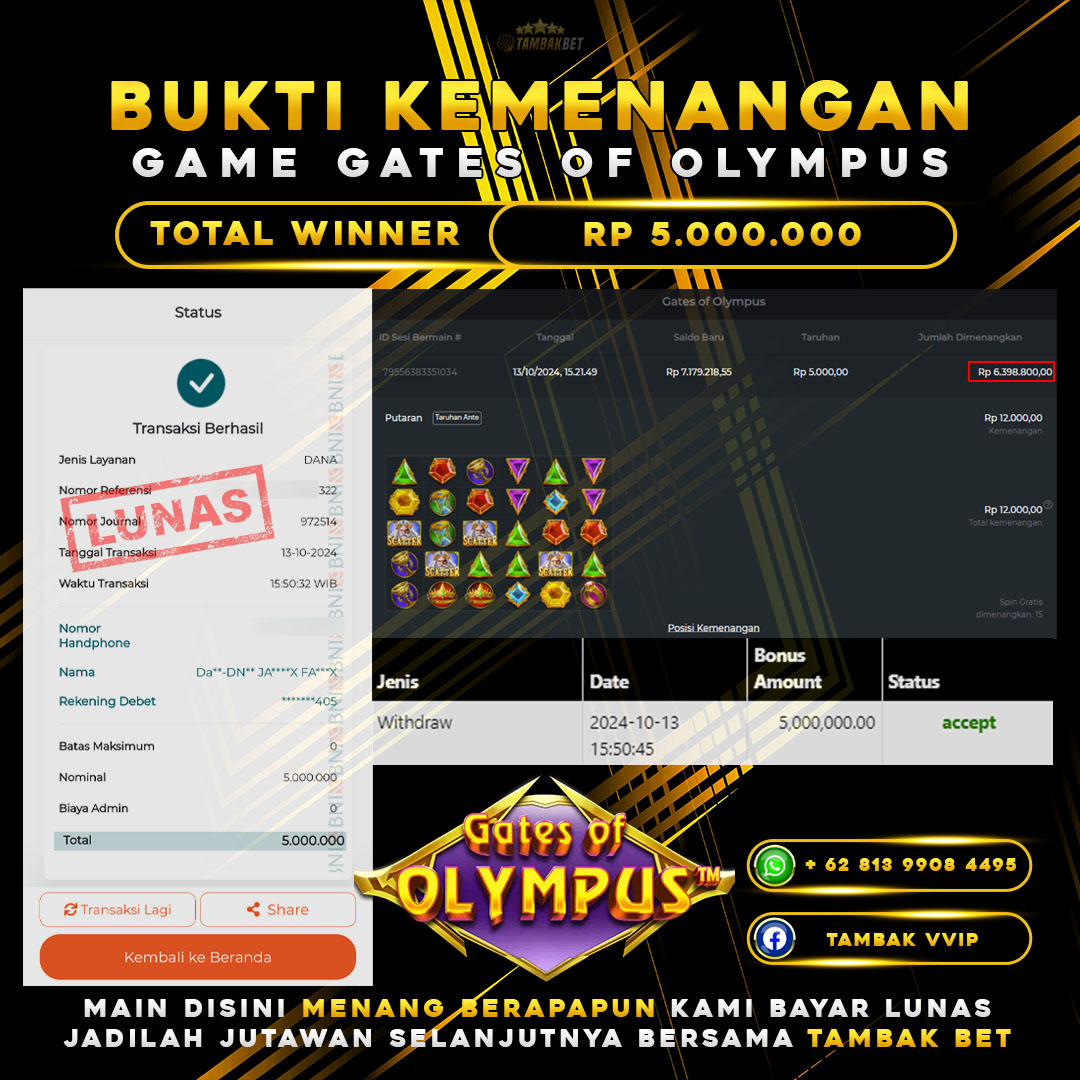 BUKTI JACKPOT SLOT GATES OF OLYMPUS TAMBAKBET